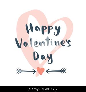 Joyeux Saint-Valentin dessin main motif de lettrage vectoriel. Illustration vectorielle. Illustration de Vecteur