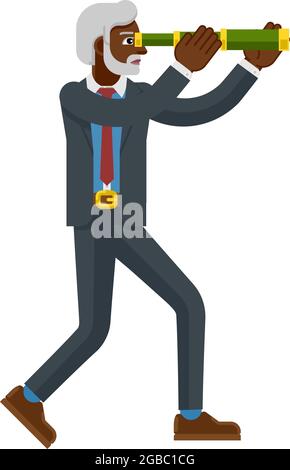 Concept d'entreprise Caractère Spyglass Telescope Illustration de Vecteur