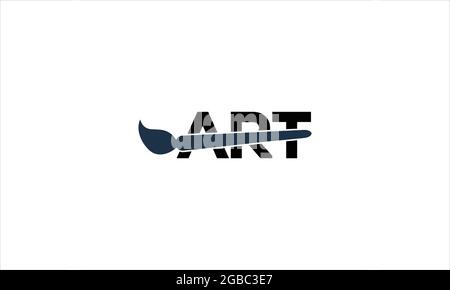 LOGO DE TEXTE D'ART avec pinceau noir de couleur noire et plat minimaliste de style de logo vectoriel ou DES LOGOS DE TYPOGRAPHIE D'ART Illustration de Vecteur
