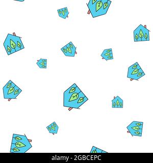 Motif transparent d'icônes écologiques. Maison écologique. Isolé sur fond blanc. Illustration vectorielle. Banque D'Images