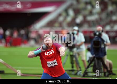 Tokyo, Japon. Tokyo, Japon. 3 août 2021. 3 août 2021 ; Stade Olympique, Tokyo, Japon : Tokyo 2020 Jeux Olympiques d'été jour 11 ; Mens shot Putt qualification groupe B ; CROUSER Ryan des Etats-Unis gagne la chaleur et se qualifie pour le crédit final : action plus Sports Images/Alay Live News crédit : action plus Sports Images/Alay Live News Banque D'Images