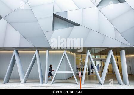 Miami Florida, Design District Institute of Contemporary Art Gallery, entrée principale Art Basel week, extérieur outisde Metallic Aranguren Gallegos archite Banque D'Images