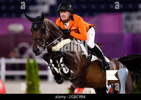 Tokyo, Japon. 03ème août 2021. TOKYO, JAPON - AOÛT 3: Willem Greve des pays-Bas en compétition pour sauter un qualificatif individuel lors des Jeux Olympiques de Tokyo 2020 au parc équestre le 3 août 2021 à Tokyo, Japon (photo de PIM Waslander/Orange Pictures) NOCNSF crédit: Orange pics BV/Alay Live News Banque D'Images