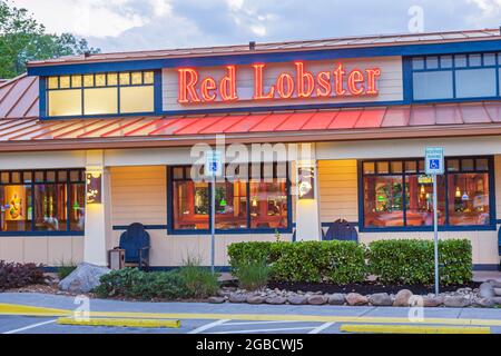 Sevierville Tennessee, Red Lobster, restaurant restaurants enseigne au néon, entrée extérieure restaurant de fruits de mer, Banque D'Images