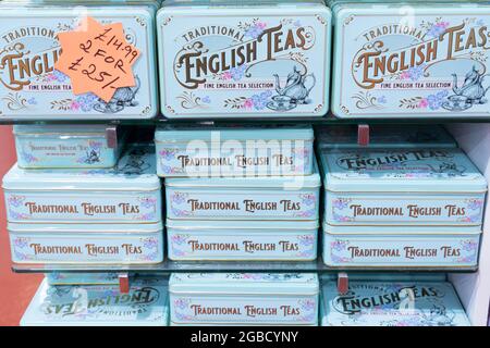 THÉ VERT ANGLAIS en boîtes à vendre dans la boutique de souvenirs de touriste Piccadilly Circus ville de Westminster Londres Angleterre Royaume-Uni Banque D'Images