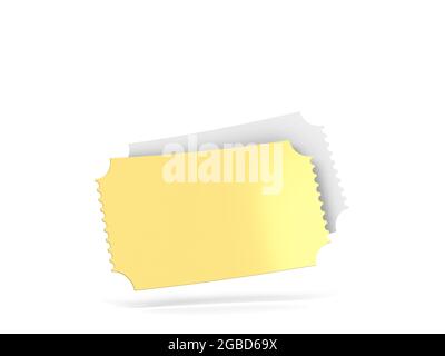 Billet ou coupon de cinéma vierge. illustration 3d isolée sur fond blanc Banque D'Images