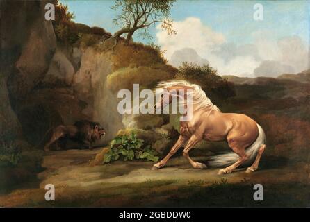 Cheval effrayé par un Lion de George Stubbs (1724-1806), huile sur toile, vers 1762-68 Banque D'Images