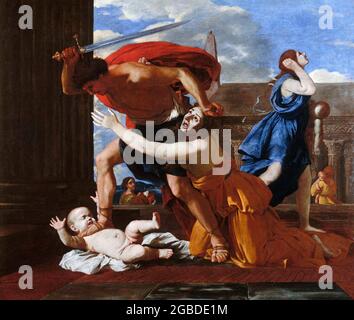 Le massacre des innocents (le massacre des innocents) par Nicolas Poussin, huile sur toile, c. 1628 Banque D'Images