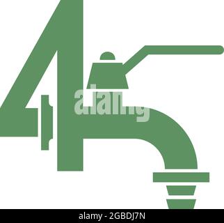 Icône de robinet avec modèle vectoriel de logo numéro 4 Illustration de Vecteur