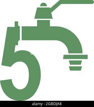 Icône de robinet avec modèle vectoriel de logo numéro 5 Illustration de Vecteur