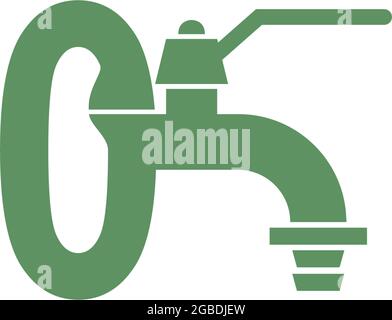 Icône de robinet avec modèle de vecteur de conception de logo numéro zéro Illustration de Vecteur