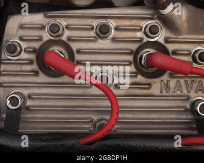 Détails d'une voiture classique vus lors d'un récent salon automobile du New Jersey. Les détails sont les ornements de capot, les grils et l'intérieur des vieilles voitures uniques exposés. Voiture historique Banque D'Images