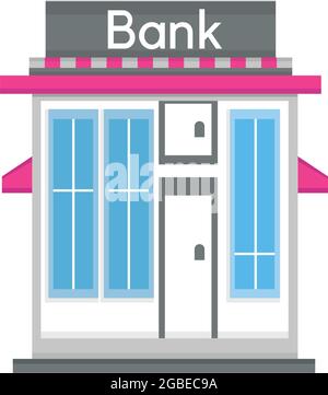Icône de bâtiment de banque plate isolée Illustration de Vecteur
