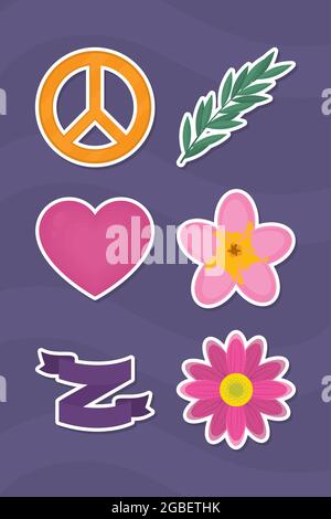ensemble de symboles de paix et de pacifisme Illustration de Vecteur