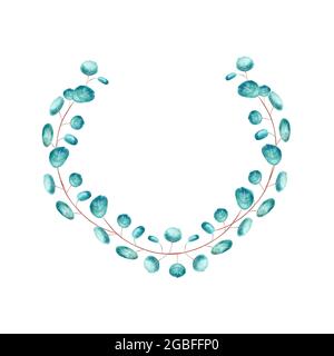 Une couronne de brindilles d'eucalyptus sur un fond blanc isolé. Illustration aquarelle Banque D'Images