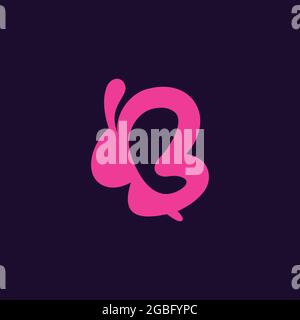 Plat mignon sympa lettre B logo papillon Illustration de Vecteur