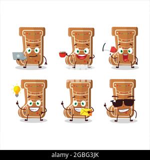 Chaussettes de pain d'épice personnage de dessin animé avec divers types d'émoticônes d'affaires. Illustration vectorielle Illustration de Vecteur