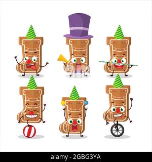 Personnage de dessin animé de chaussettes en pain d'épice avec divers spectacles de cirque. Illustration vectorielle Illustration de Vecteur