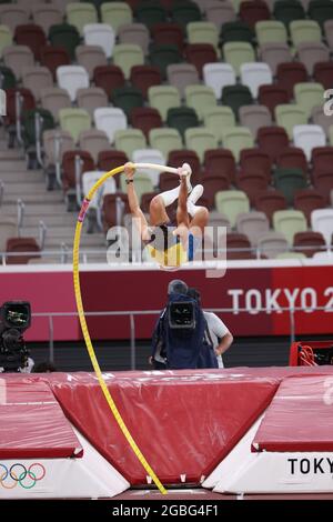 DUPLANTIS Armand (SWE) 3 AOÛT 2021 - Athlétisme : finale de la voûte polaire masculine lors des Jeux Olympiques de Tokyo 2020 au Stade Olympique de Tokyo, Japon. Crédit: Naoki Nishimura/AFLO SPORT/Alay Live News Banque D'Images