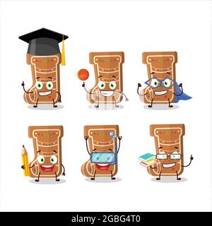 Élève de l'école de chaussettes de pain d'épice personnage de dessin animé avec diverses expressions. Illustration vectorielle Illustration de Vecteur