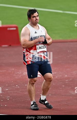 Tokyo, Japon. 03ème août 2021. Athlétisme. Stade olympique. 10-1 Kasumigaokamachi. Shinjuku-ku. Tokyo. Scott Lincoln (GBR) dans la qualification de mise de tir. Crédit Garry Bowden/Sport en images/Alamy Live News crédit: Sport en images/Alamy Live News Banque D'Images
