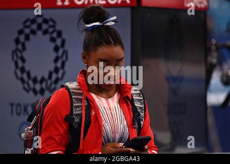 Tokyo, Japon. 03ème août 2021. Gymnastique artistique. Centre de gymnastique Ariake. 10-1. 1 chome. Ariake. Koto-ku. Tokyo. Simone Biles (États-Unis). Crédit Garry Bowden/Sport en images/Alamy Live News crédit: Sport en images/Alamy Live News Banque D'Images