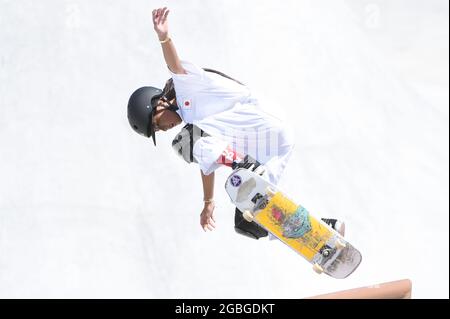 Tokyo, Japon. 4 août 2021. Kokona Hiraki (JPN), 4 août 2021 - Skateboarding : finale du parc des femmes au Parc sportif urbain Ariake lors des Jeux Olympiques de Tokyo 2020 à Tokyo, Japon. Credit: Itaru Chiba/AFLO/Alay Live News Banque D'Images