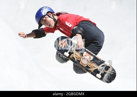 Tokyo, Japon. 4 août 2021. Sakura Yosozumi (JPN), 4 août 2021 - Skateboarding : finale du Parc des femmes au Parc sportif urbain Ariake lors des Jeux Olympiques de Tokyo en 2020 à Tokyo, Japon. Credit: Itaru Chiba/AFLO/Alay Live News Banque D'Images