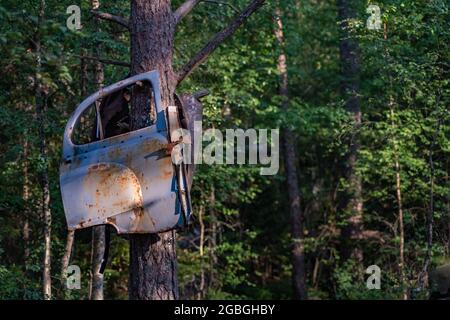 jardin de voitures près de ryd en suède Banque D'Images