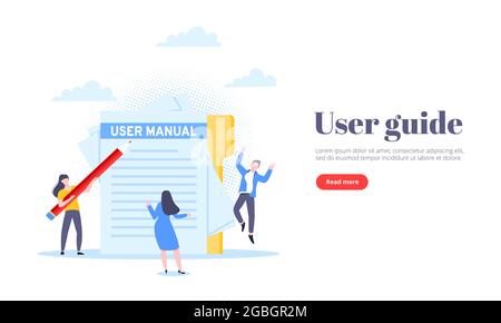 Manuel de l'utilisateur livre modèle plat illustration vectorielle. Illustration de Vecteur