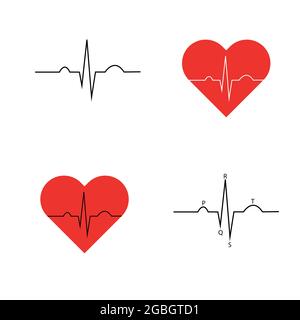 Ensemble de différents éléments de conception de vecteur du cardiogramme, coeur. Illustration de Vecteur