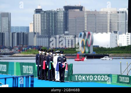 Tokyo, Japon, 04/08/2021, atmosphère sur Marathon natation 10km pendant les Jeux Olympiques du 4 août. 2021 au Parc marin d'Odaiba à Tokyo, Japon photo par SCS/Soenar Chamid/AFLO (HOOLAND OUT) Banque D'Images