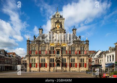 Le Townhall historique (stadhuis) de la ville de Delft, aux pays-Bas Banque D'Images