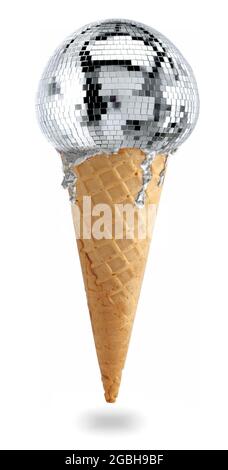 crème glacée disco ball isolée sur fond blanc, illustration 3d Banque D'Images