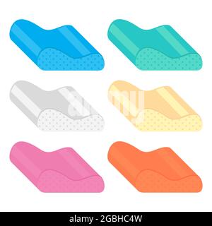 Ensemble d'oreillers à mémoire de couleur isolé sur fond blanc Illustration de Vecteur