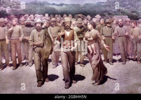 Volpedo, ville historique sur les collines de Tortona, Piémont, Italie. Il Quarto stato, célèbre peinture de Giuseppe Pelizza (1868-1907) Banque D'Images