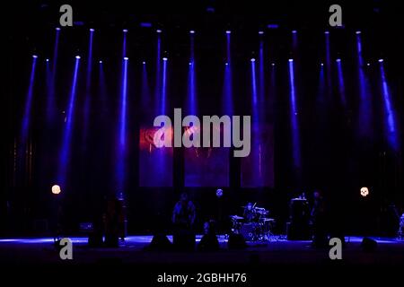 Tre Allegri Ragazzi Morti pendant le concert au cavea Auditorium Parco della Musica. (Photo de Domenico Cippitelli/Pacific Press) Banque D'Images