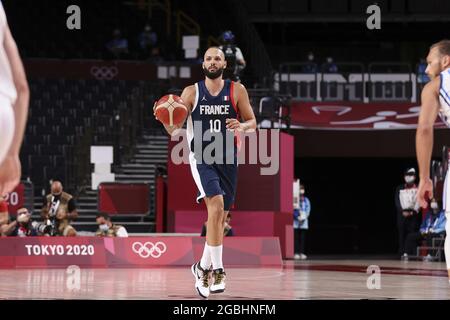 Evan FOURNIER (10) de France pendant les Jeux Olympiques Tokyo 2020, Nom de l'epreuve le 3 août 2021 au Parc sportif urbain Aomi à Tokyo, Japon - photo Ann-Dee Lamour / CDP MEDIA / DPPI Banque D'Images