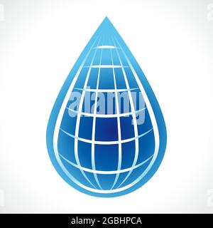 Goutte d'eau, concept de logotype. Modèle de conception graphique abstrait isolé. Bouquet de gouttes créatives bleues. Image de marque de la santé d'entreprise i Illustration de Vecteur