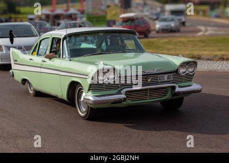 Rattvik, Suède - juillet 27.2013 : semaine de la voiture classique Rttvik - Plymouth Fury 1958 Banque D'Images