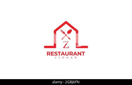 Modèle de logo vectoriel de monogramme de restaurant Alphabet Z, logo de la nourriture Letter Z avec icône en forme de cuillère et de fourchette Illustration de Vecteur