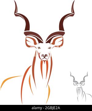 Le Grand Kudu possède les plus longues cornes au monde. Illustration vectorielle superposée facile à modifier. Animaux sauvages. Illustration de Vecteur
