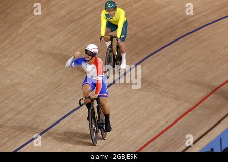 Izu, Japon, 04/08/2021, 118 GRENGBO Florian / 122 VIGIER Sebastian / 199 HELAL Rayan (FRA) pendant les Jeux Olympiques Tokyo 2020, Cyclisme Track Men's Team Sprint Finals for Bronze le 3 août 2021 à Izu Velodrome à Izu, Japon - photo Kishimoto / DPPI Banque D'Images