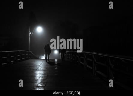 Venise la nuit en noir et blanc Banque D'Images