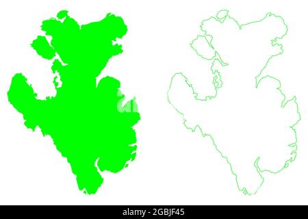 Île du Prince de Galles (Canada, province du Nunavut, Amérique du Nord, archipel Arctique canadien) carte illustration vectorielle, croquis griffés Prince de Galles Illustration de Vecteur