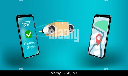 LIVRAISON DE colis APP. Concept de service de livraison rapide. Illustration de Vecteur