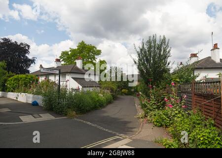 Cottages à Roseway, Dulwich Village, Southwark, se Londres, par une belle journée d'été Banque D'Images