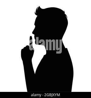 Geste d'homme d'affaires Shh silence, illustration vectorielle, tout geste Illustration de Vecteur