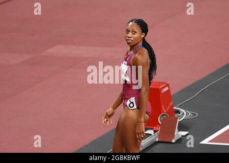 Allyson Felix (USA) participe à la demi-finale féminine de 400m lors des Jeux Olympiques Tokyo 2020, Athlétisme, le 4 août 2021 au Stade Olympique de Tokyo à Tokyo, Japon - photo Yoann Cambefort / Marti Media / DPPI Banque D'Images