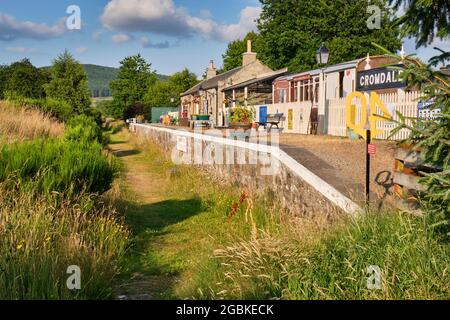 La vieille gare de Cromdale, près de Grantown-on-Spey, Speyside, Écosse Banque D'Images